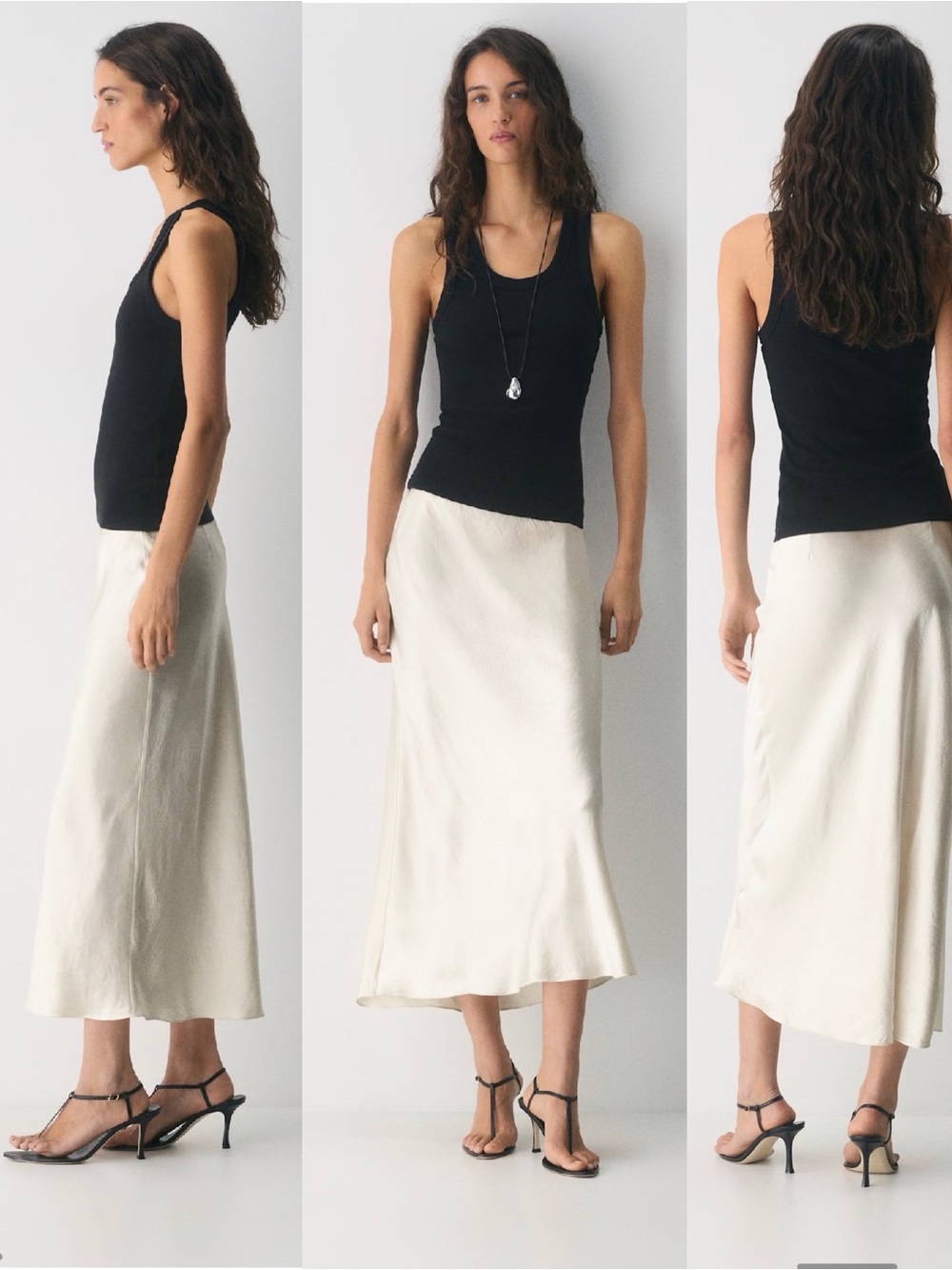 NWT Aritzia Babaton Slip Satin Maxi Skirt in Matte Pearl Size 6